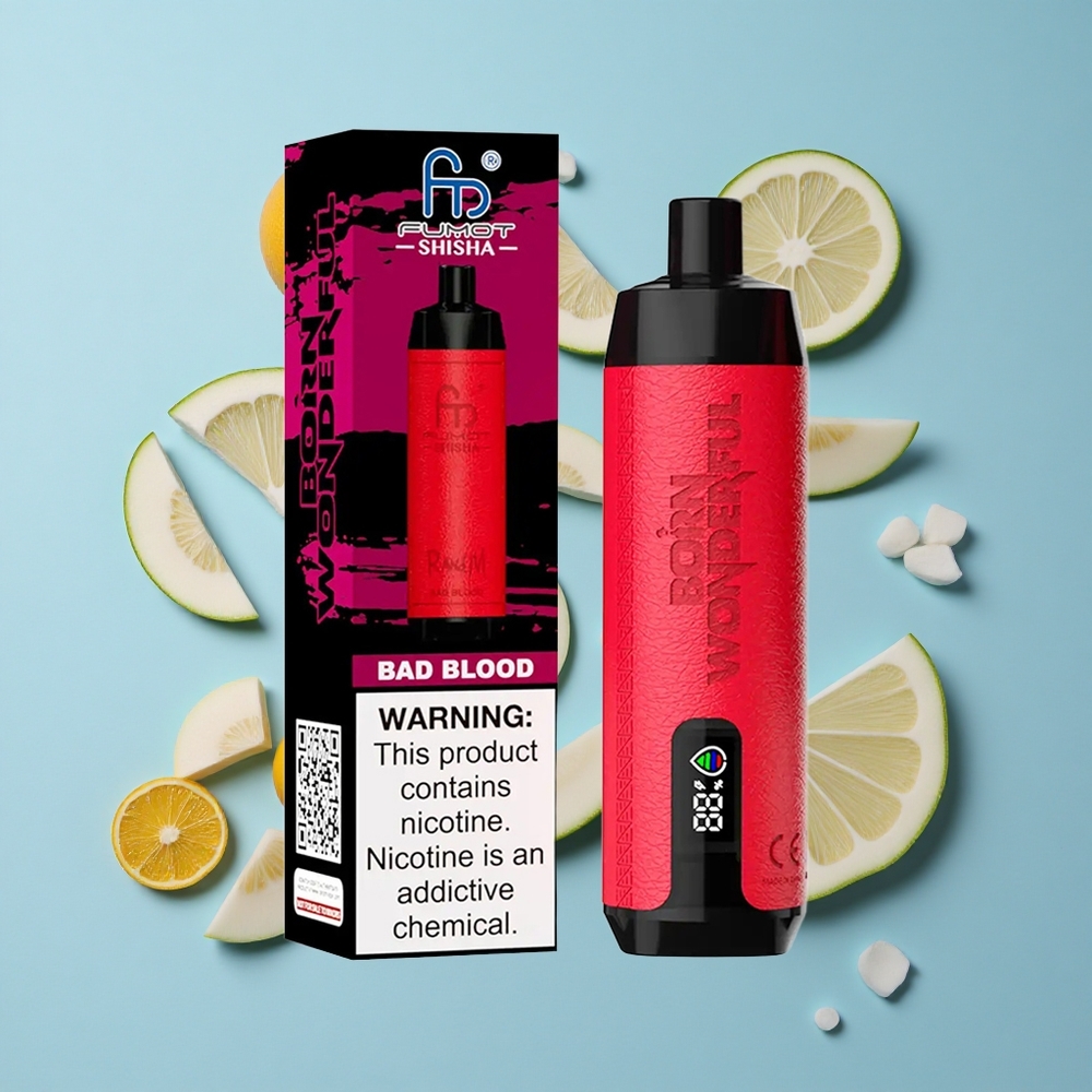 RandM Fumot Shisha 10000 Пуфове Еднократна вейп Лошо Кръв 18ml LED