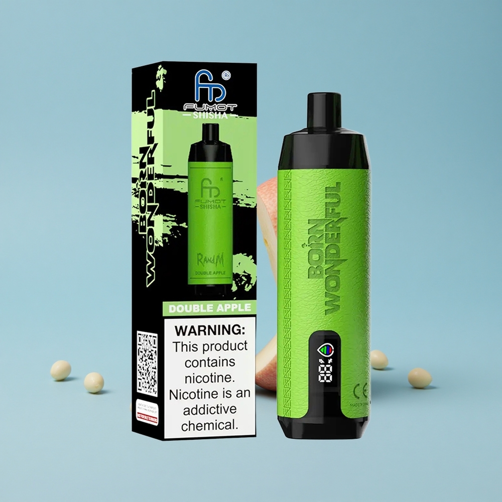 RandM Fumot Shisha 10000 Пуфове Двойна Ябълка LED Индикатор Тип-C Порт