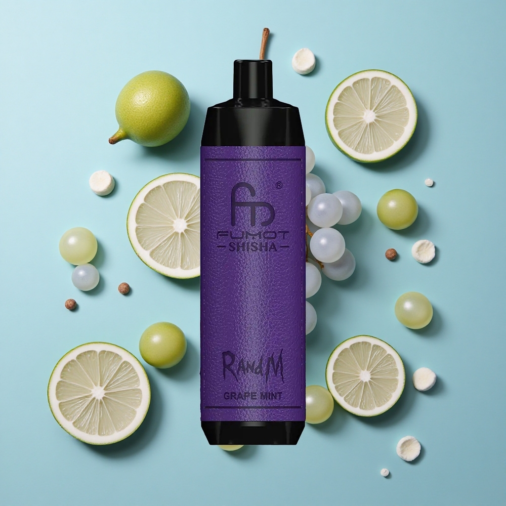 RandM Fumot Shisha 10000 Вдишвания Грозде Мента LED Индикатор Тип-C Порт