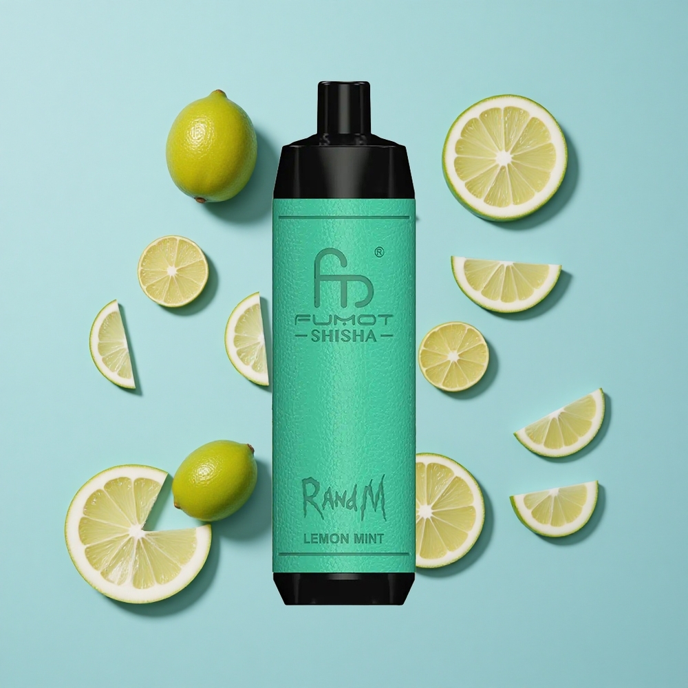 RandM Fumot Shisha 10000 Въздуха Лимон Мента Диспозабъл Вейп с LED Индикатор и Type-C Порт