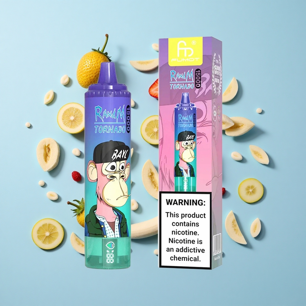 RandM Fumot Tornado 15000 Пуфове Ягода Банан 25мл Mesh Coil