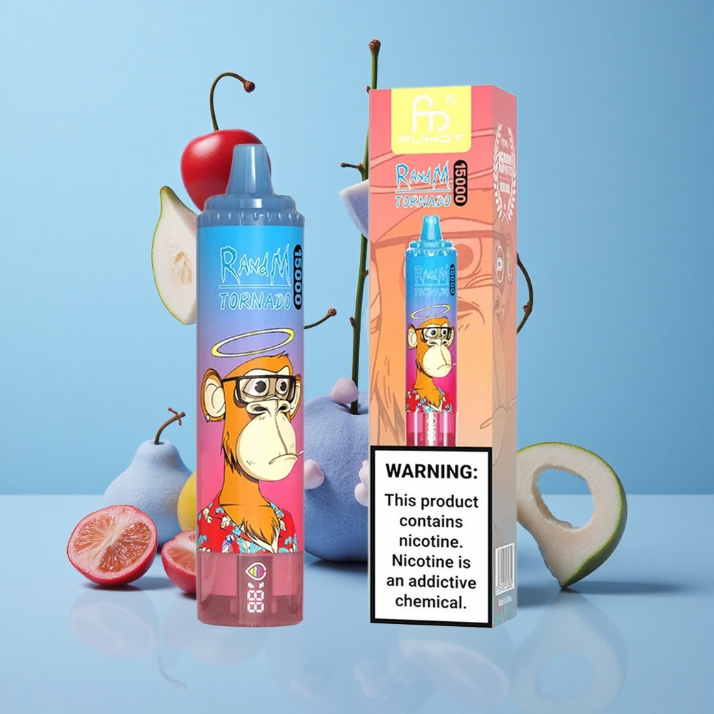 RandM Fumot Tornado 15000 Пуфове Синьо Малина Череша LCD Дисплей