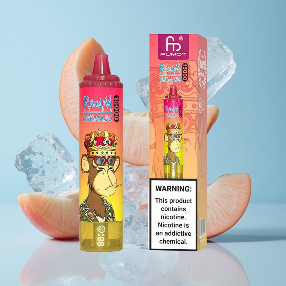 RandM Fumot Tornado 15000 Пуфове Праскова Лед LCD