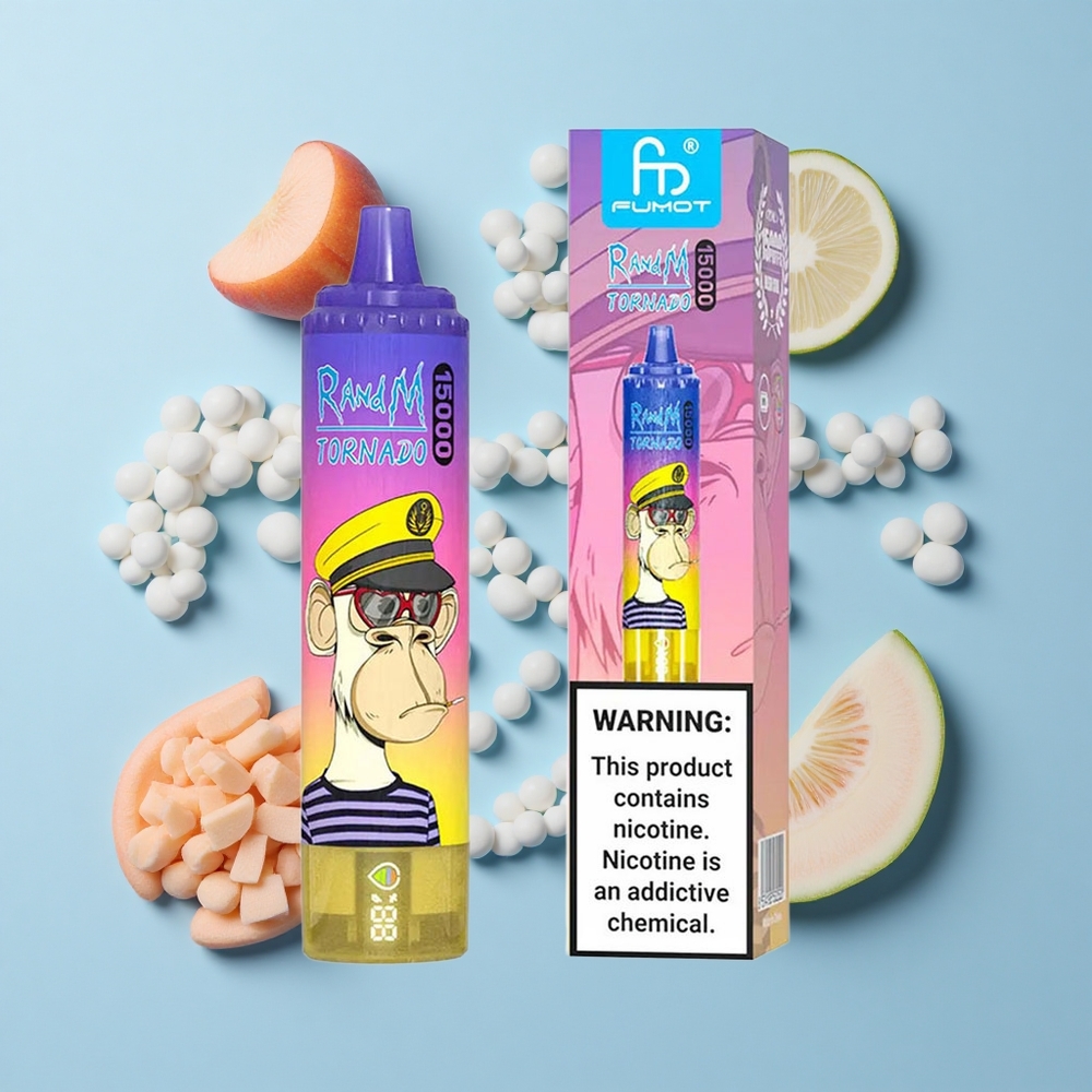 RandM Fumot Tornado 15000 Пуфове Праскова Грозде Месингова Бобина USB-C