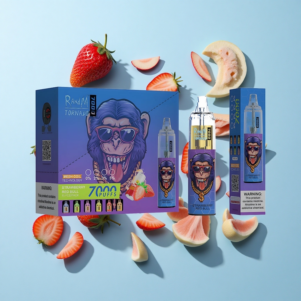 RandM Fumot Tornado 7000 Пуфове Ягодово Червен Бик Въздушно Регулиране