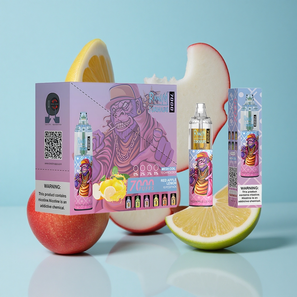 RandM Fumot Tornado 7000 Пуфове Червена Ябъка Лимон RGB Мрежов Намотка