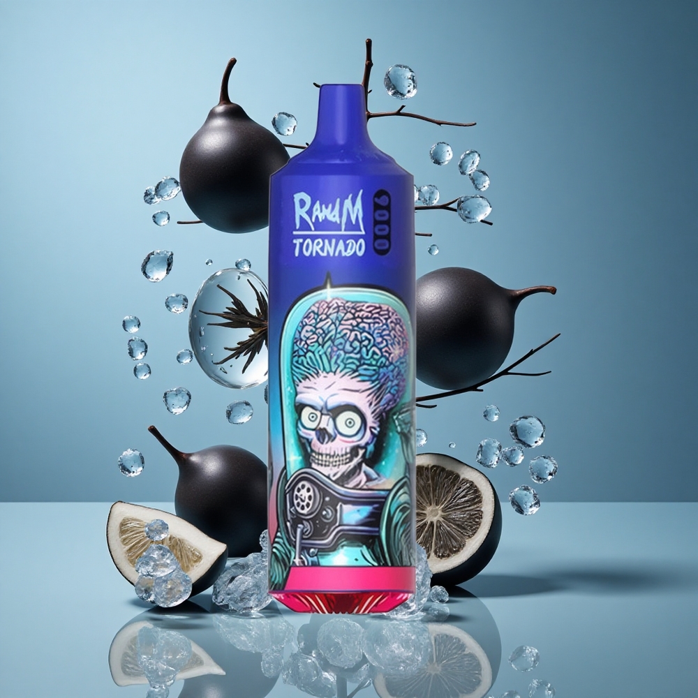 RandM Fumot Tornado 9000 Puffs Месилен Грийд Черен Лед