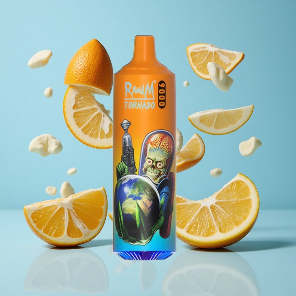 RandM Fumot Tornado 9000 Puffs Портокалова сода RGB дисплей