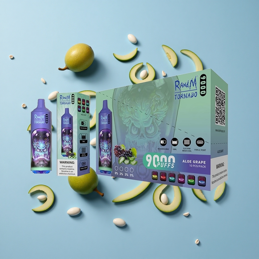 RandM Fumot Tornado 9000 Пуфове Алое Грозде RGB Дисплей