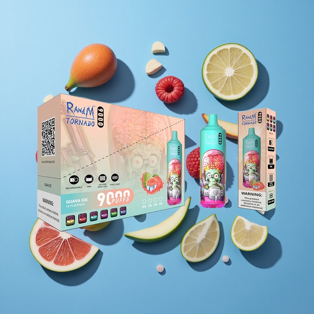 RandM Fumot Tornado 9000 Пуфоса Синьо Кисъл Малина RGB Дисплей