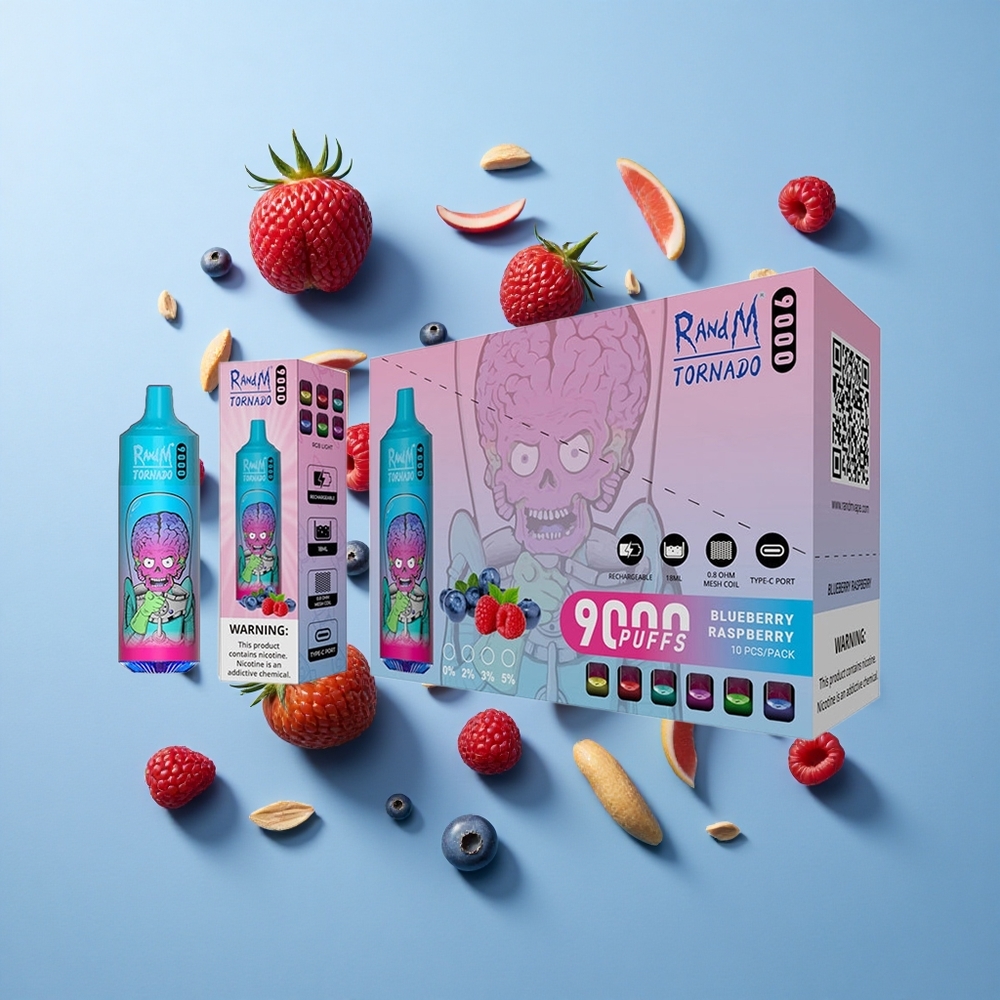 RandM Fumot Tornado 9000 Пуфове Боровинка Малина RGB Дисплей