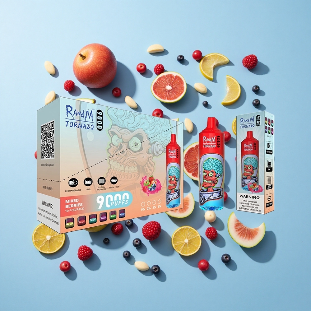 RandM Fumot Tornado 9000 Пуфове Смесени горски плодове RGB Дисплей