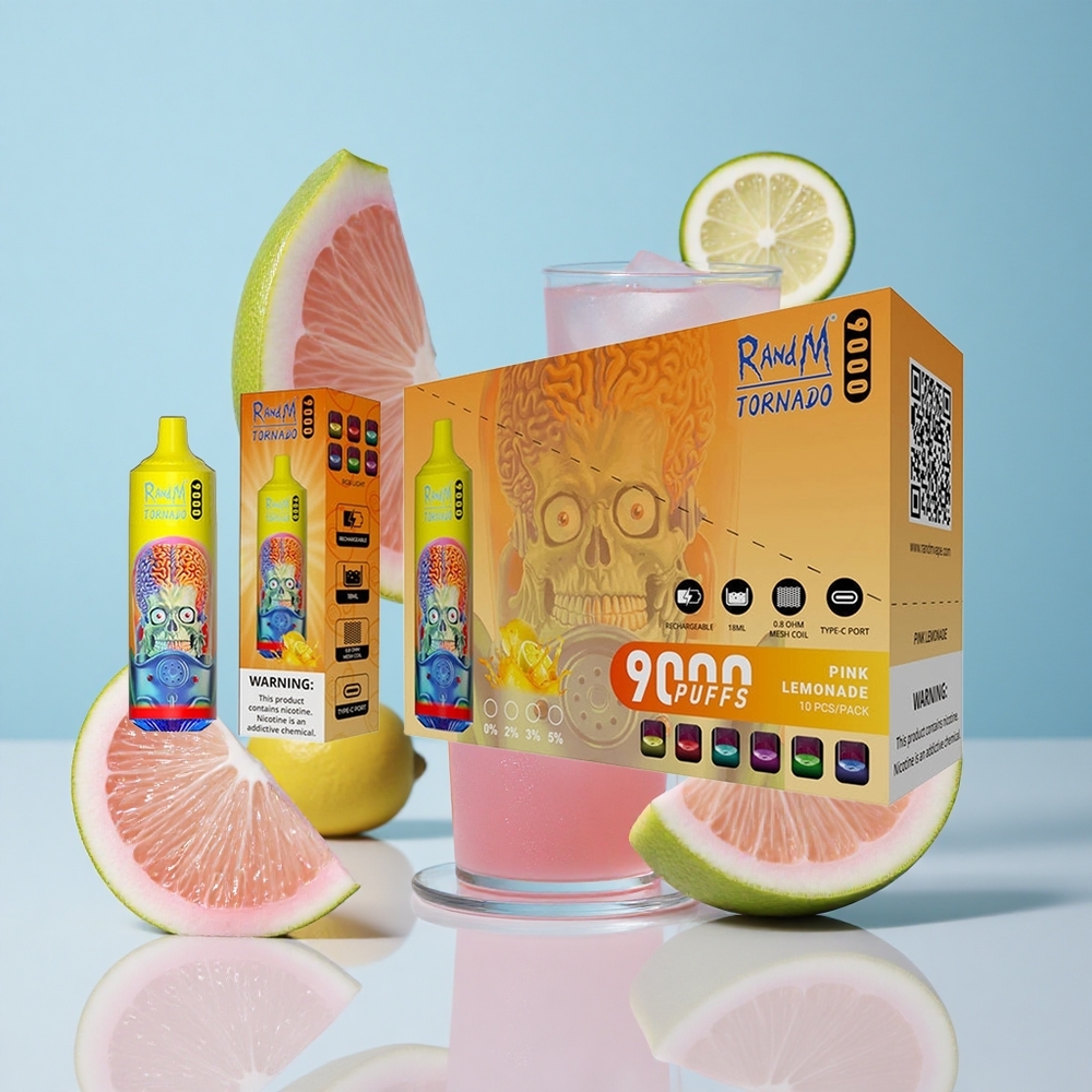 RandM Fumot Tornado 9000 Пуфове Розов Лимонада RGB Дисплей