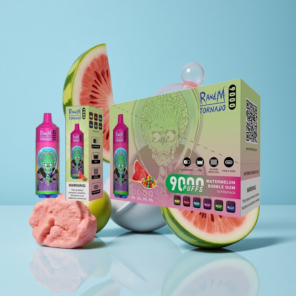 RandM Fumot Tornado 9000 Пуфове Диня Балонче за дъвчене RGB Дисплей