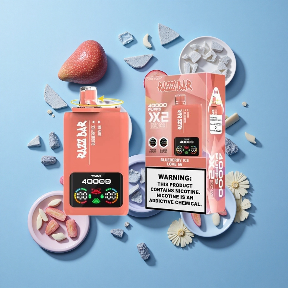 Razz Bar 40000 Пуфове Диспосабул Вейп Боровинков Лед Любов 66 Екран Мощност Тип-C Порт