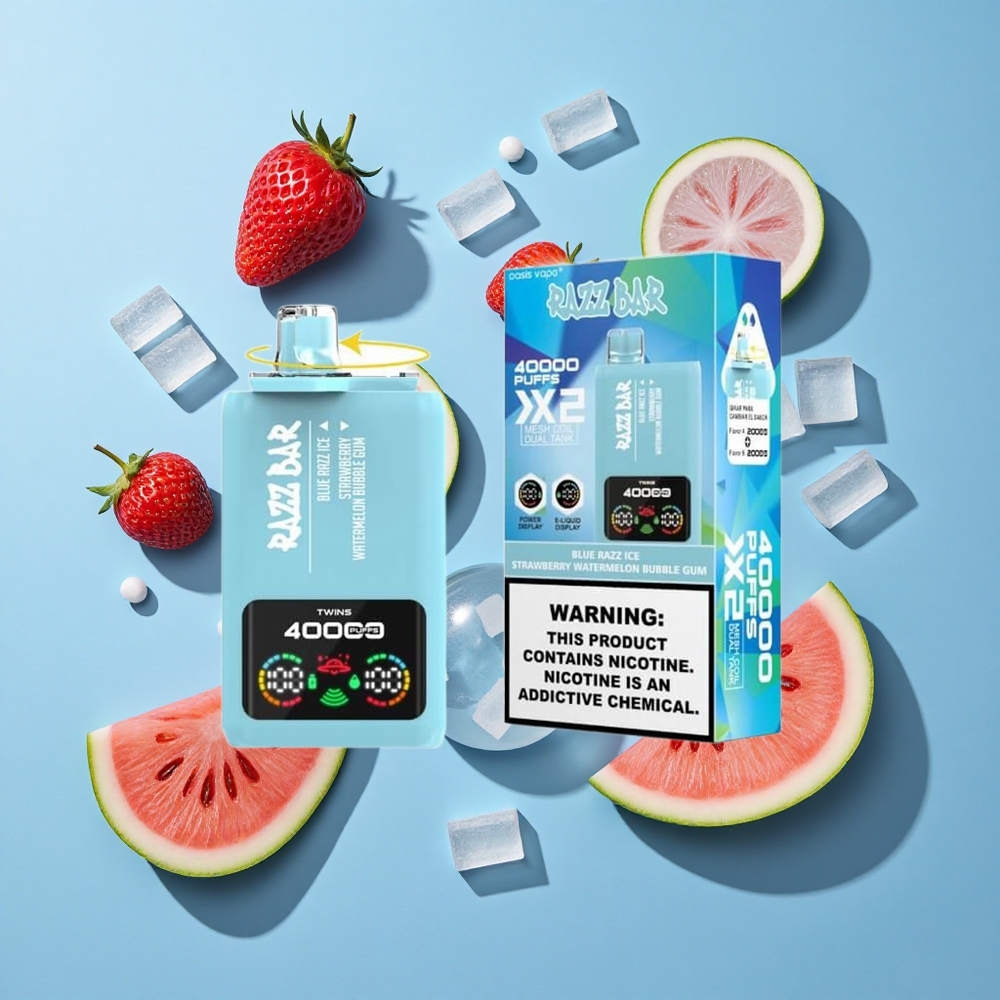 Razz Bar 40000 Въздуха Син Малинов Лед-Ягода Диня Дъвка Екран Батерия