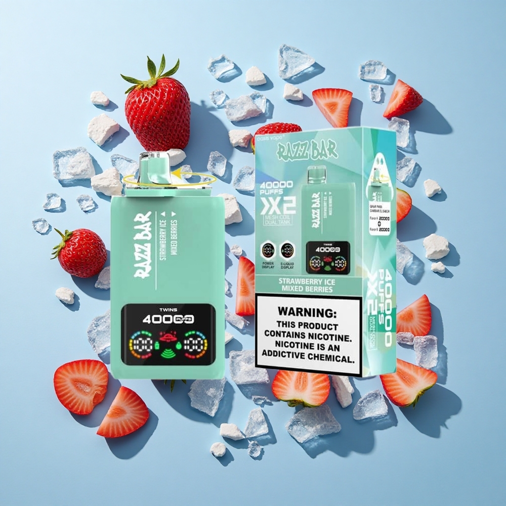 Razz Bar 40000 Пуфове Ягоди Леден Екран Мощност