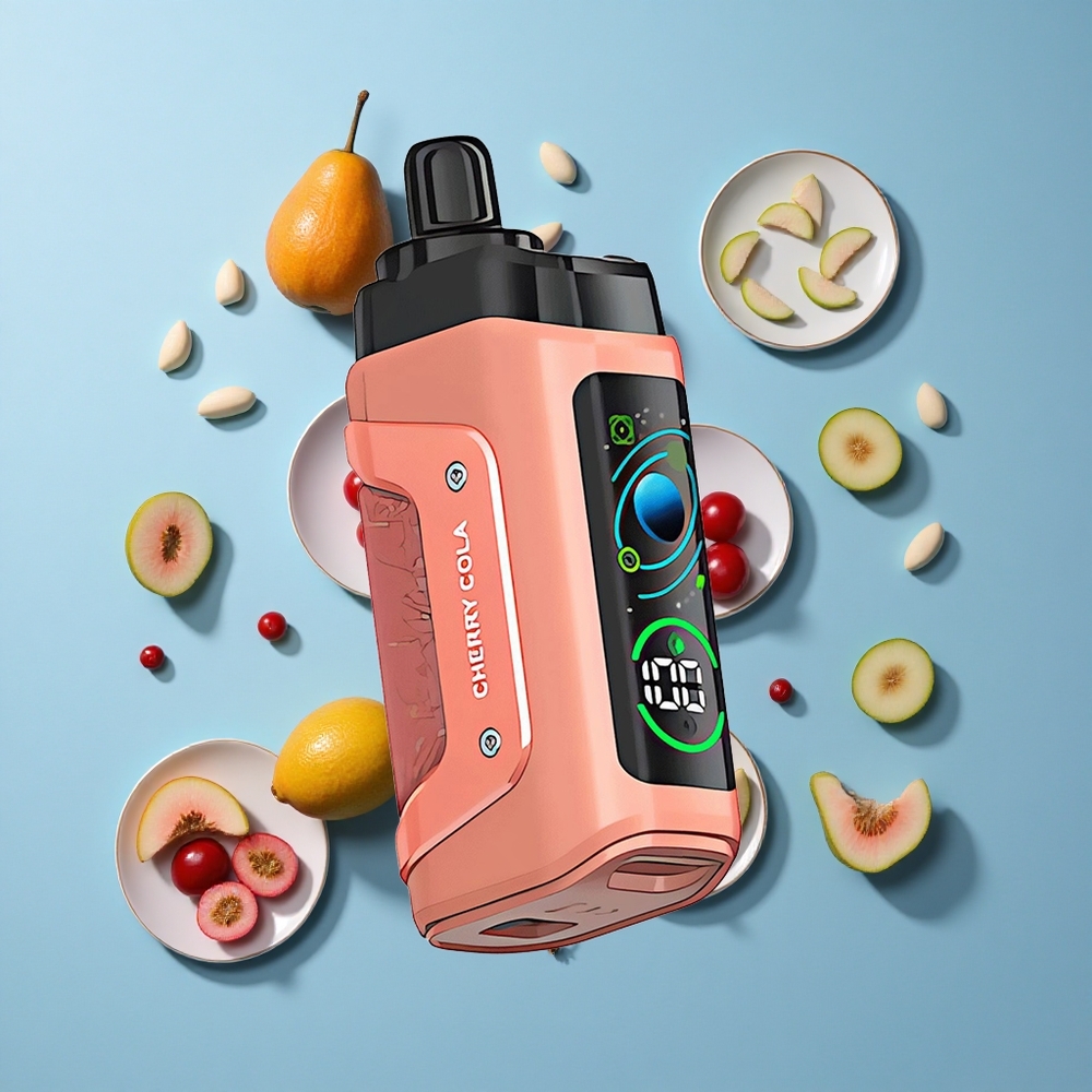 Razz Bar 45000 Пуфове Диспосабул Вейп Чери Кола 1.0 Ohm Мрежа и Регулируем Въздушен Поток