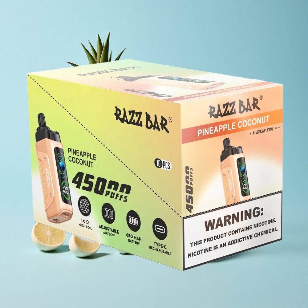 Razz Bar 45000 Пуфове Диспоузебъл Вейп Ананас Кокос Мехова Намотка 1.0 Ohm