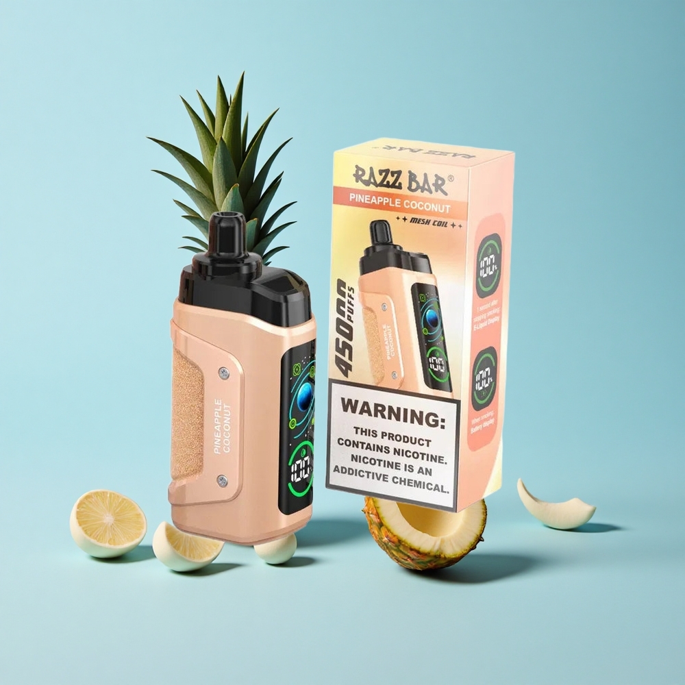 Razz Bar 45000 Пуфове Диспоузебъл Вейп Ананас Кокос Мехова Намотка 1.0 Ohm