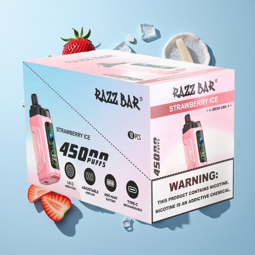 Razz Bar 45000 Пуфове Ягода Лед Месин Смотъл и Регулируем Въздушен Поток