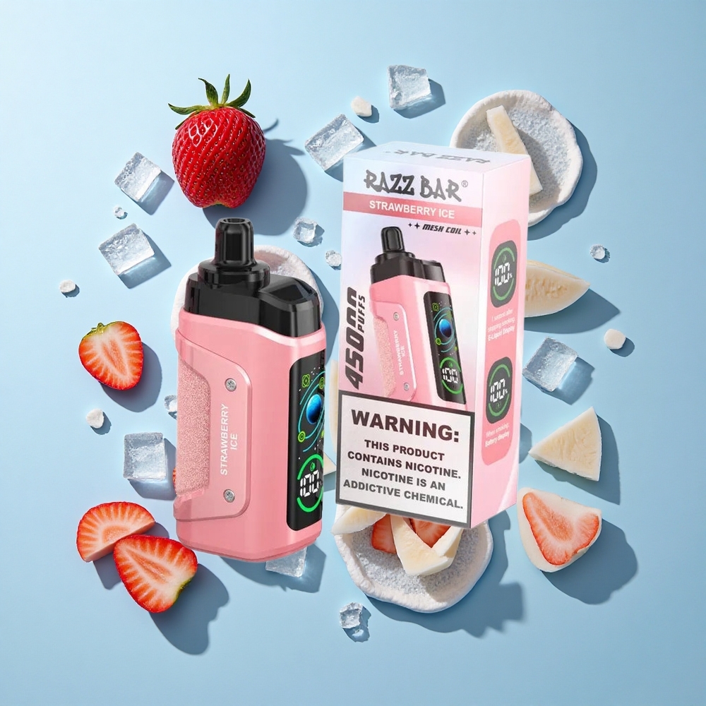 Razz Bar 45000 Пуфове Ягода Лед Месин Смотъл и Регулируем Въздушен Поток