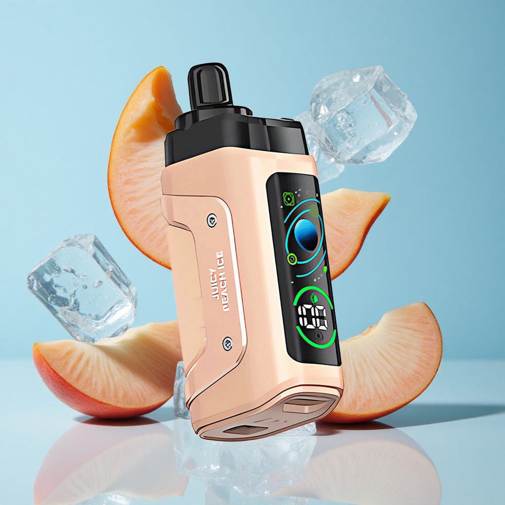 Razz Bar 45000 Puffs Сочен Праскова Лед Мехова Намотка 1.0 Ohm