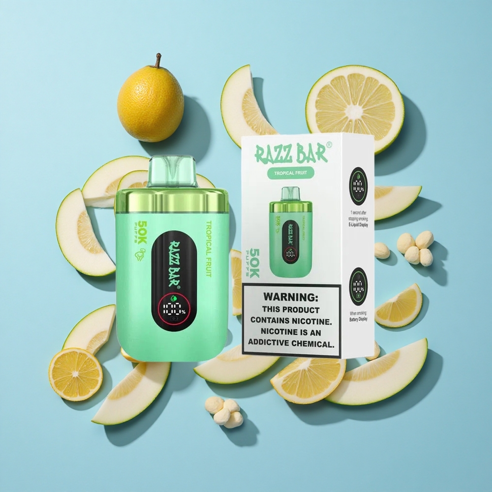 Razz Bar 50K Пуфове Еднократна вейп Тропически Плодове 1.0 Ohm Mesh Coil 650 Mah Battery