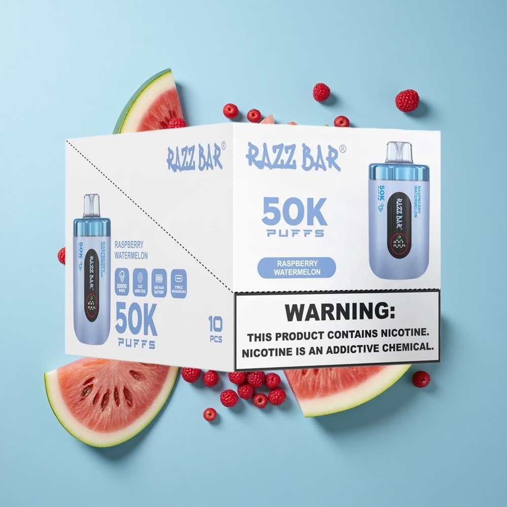 Razz Bar 50K Пуфове Едноразово Вейп Ягода Диня 650mAh 1.0 Ohm