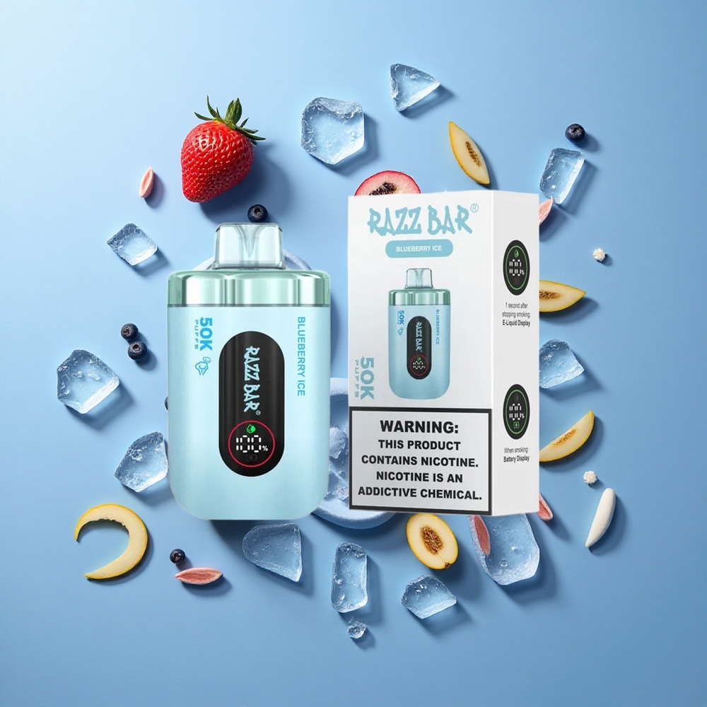 Razz Bar 50K Пуфове Еднократна вейп Боровинков Лед