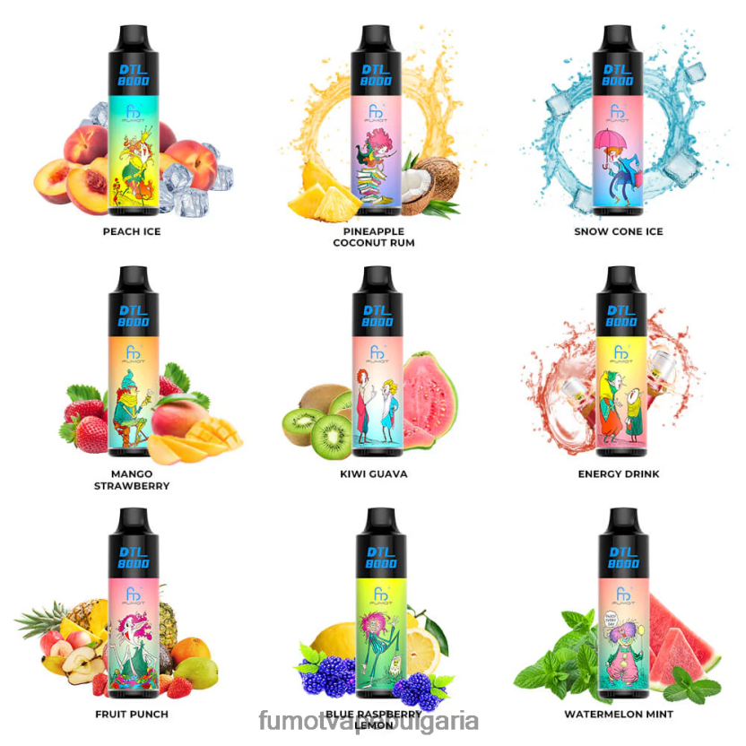 Fumot Flavours - Fumot DTL 8000 писалка за вейп за еднократна употреба - 16 ml (1 брой) киви гуава JXTHRV419