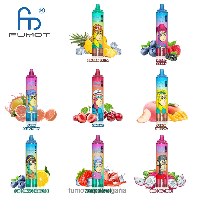 Fumot Vape Sale - Fumot Tornado 15000 вейпове за еднократна употреба - 25 мл (1 брой) киви маракуя гуава JXTHRV173